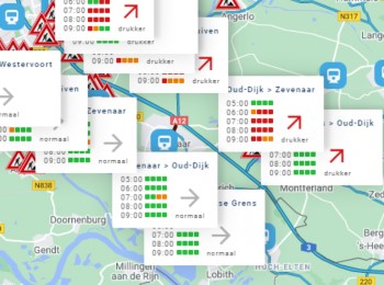 A12 kaart met drukteverwachting